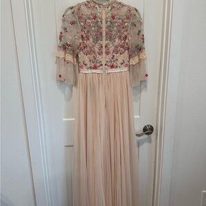 Needle & Thread Pink Floral Long Sleeve Gown